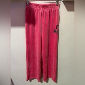 Forever 21 women’s Bright Pink Hello Kitty Velour Bottoms